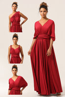 Load image into Gallery viewer, Beauty A-Line Halter Neck Burgundy Long Bridesmaid Dress with Criss Cross Back