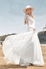 Load image into Gallery viewer, Beauty A Line V Neck Ivory Lace Flare Sleeves Wedding Dress