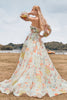 Load image into Gallery viewer, Charming A Line Sweetheart Ivory Floral Sweep Train Bridal Dress with Sleeves