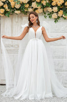 Load image into Gallery viewer, Ivory Detachable Watteau Train Tulle Wedding Dress