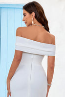 Load image into Gallery viewer, Simple Ivory Off the Shoulder Wedding Dress with Slit