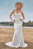 Load image into Gallery viewer, Simple Spaghetti Straps White Bridal Dress with Criss Cross Back