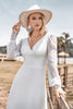 Load image into Gallery viewer, Ivory Boho Simple Sheath Long Sleeves Wedding Dress with Lace