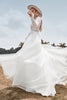 Load image into Gallery viewer, Lace Long Sleeves Deep V-neck Boho Wedding Dress with Backless