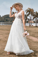 Load image into Gallery viewer, Sparkly Tulle Beaded Ivory Long A Line Wedding Dress
