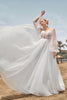 Load image into Gallery viewer, Long Sleeves Open Back Ivory A Line Wedding Dress with Appliques