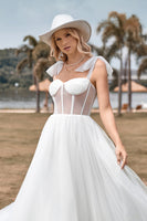 Load image into Gallery viewer, Ivory Tulle Corset Tea-Length A Line Wedding Dress