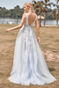 Load image into Gallery viewer, A Line Tulle Ivory Wedding Dress with Appliques