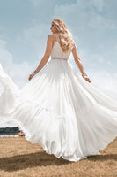 Load image into Gallery viewer, A-Line Simple Long Beach Simple Wedding Dress