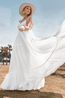 Load image into Gallery viewer, A-Line Simple Long Beach Simple Wedding Dress