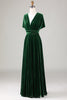 Load image into Gallery viewer, Dark Green Covertible Wear Velvet Long Bridesmaid Dress