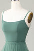 Load image into Gallery viewer, A Line Spaghetti Straps Tulle Eucalyptus Bridesmaid Dress