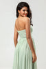 Load image into Gallery viewer, Strapless A Line Chiffon Green Bridesmaid Dress with Pleated