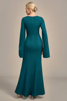 Load image into Gallery viewer, Glitter Dark Green Mermaid Round Neck Mother of the Bride Dress
