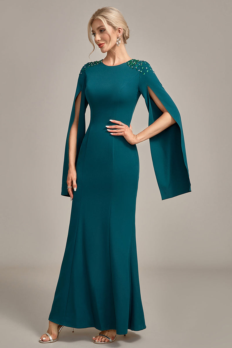 Load image into Gallery viewer, Glitter Dark Green Mermaid Round Neck Mother of the Bride Dress