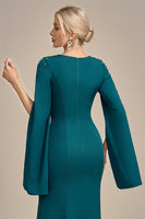 Load image into Gallery viewer, Glitter Dark Green Mermaid Round Neck Mother of the Bride Dress