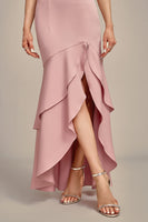 Load image into Gallery viewer, Pink Mermaid Asymmetrical Ruffled Mother of the Bride Dress