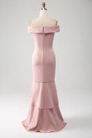Load image into Gallery viewer, Pink Mermaid Asymmetrical Ruffled Mother of the Bride Dress