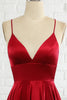 Load image into Gallery viewer, Simple A Line Spaghetti Straps Burgundy Long Prom Dress with Cirss Cross Back