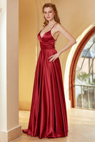 Load image into Gallery viewer, Burgundy Spaghetti Straps Simple Prom Dress