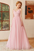 Load image into Gallery viewer, Glitter Lace-Up Ruched Pink Princess Prom Dress