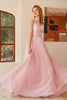 Load image into Gallery viewer, Glitter Lace-Up Ruched Pink Princess Prom Dress