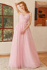 Load image into Gallery viewer, Glitter Lace-Up Ruched Pink Princess Prom Dress