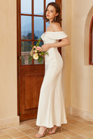 Load image into Gallery viewer, Simple Off the Shoulder Boho Wedding Dress