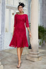 Load image into Gallery viewer, Burgundy Sheath Lace Mother of the Bride Dress