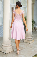 Load image into Gallery viewer, Pink Chiffon Mother of the Bride Dress with Lace