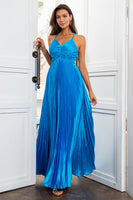 Load image into Gallery viewer, A Line Spaghetti Straps Lake Blue Long Prom Dress