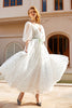 Load image into Gallery viewer, Tulle Midi White Prom Dress with Embroidery