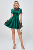 Load image into Gallery viewer, Dark Green Short Velvet Party Dresses with Lace