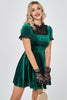 Load image into Gallery viewer, Dark Green Short Velvet Party Dresses with Lace