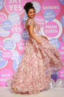 Load image into Gallery viewer, A-line Flower Printed Square Neck Princess Prom Dress