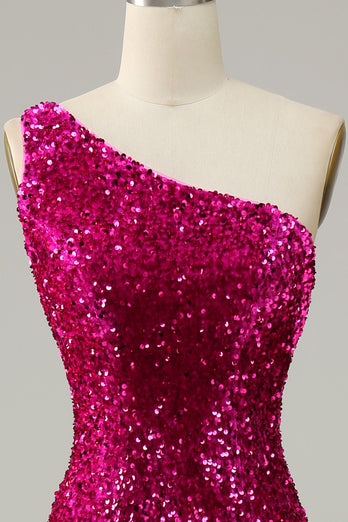 Sequin One Shoulder Glitter Mermaid Prom Dress