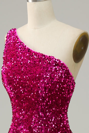 Sequin One Shoulder Glitter Mermaid Prom Dress
