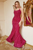 Load image into Gallery viewer, Spaghetti Straps Hot Pink Sequin Mermaid Prom Dress with Lace-up Back