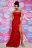 Load image into Gallery viewer, Sparkly Backless Mermaid Prom Dress with Fringes