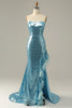 Load image into Gallery viewer, Sequin Feathers Strapless Prom Dress with Slit