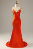 Load image into Gallery viewer, Orange Spaghetti Straps Mermaid Prom Dress