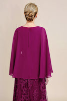 Load image into Gallery viewer, Burgundy Batwing Sleeves Beaded Mother of the Bride Dress
