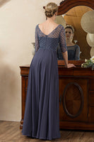 Load image into Gallery viewer, Sparkly Grey Blue Beaded Mother of the Bride Dress