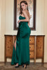 Load image into Gallery viewer, Dark Green Sheath Sweetheart Satin Prom Dress with Slit