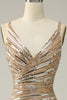 Load image into Gallery viewer, Golden Sequins Glitter Prom Dress with Open Back