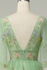 Load image into Gallery viewer, Green Tulle A Line Corset Prom Dress with Sleeves