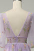 Load image into Gallery viewer, Lavender A Line Tulle Corset Prom Dress with Sleeves