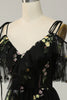 Load image into Gallery viewer, Black Off the Shoulder A Line Prom Dress with Embroidery