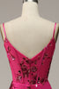 Load image into Gallery viewer, Hot Pink Spaghetti Straps Sequin Mermaid Corset Prom Dress