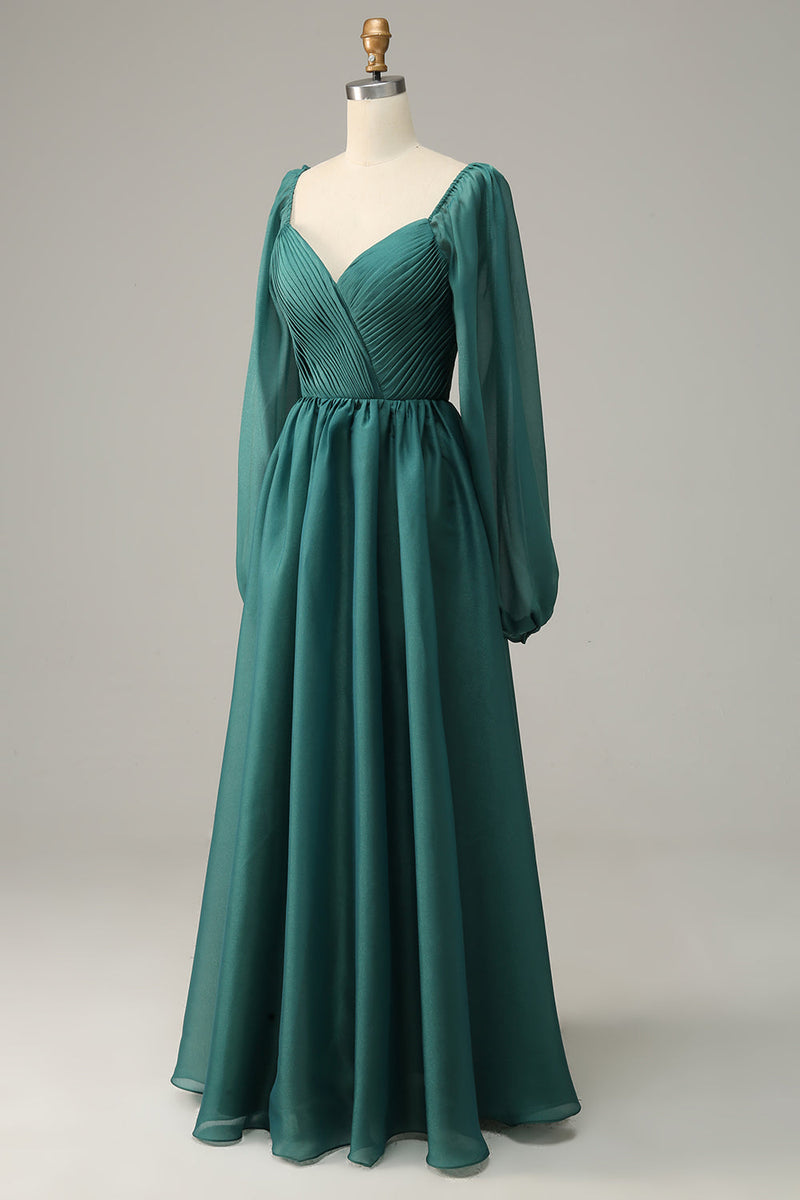 Load image into Gallery viewer, Off the Shoulder Long Sleeves Prom Dress with Ruffles